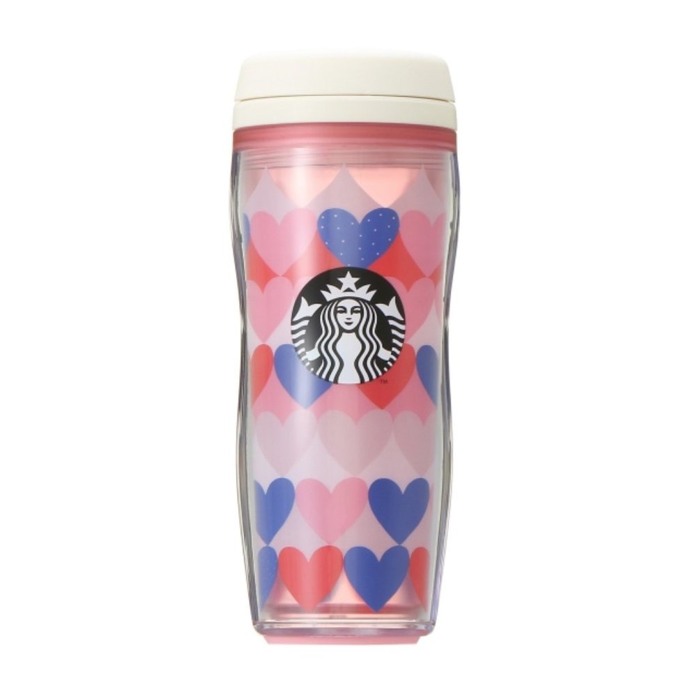 New Starbucks Japan Valentine's 2022 Tricolor Hearts All Over Tumbler Bottle
